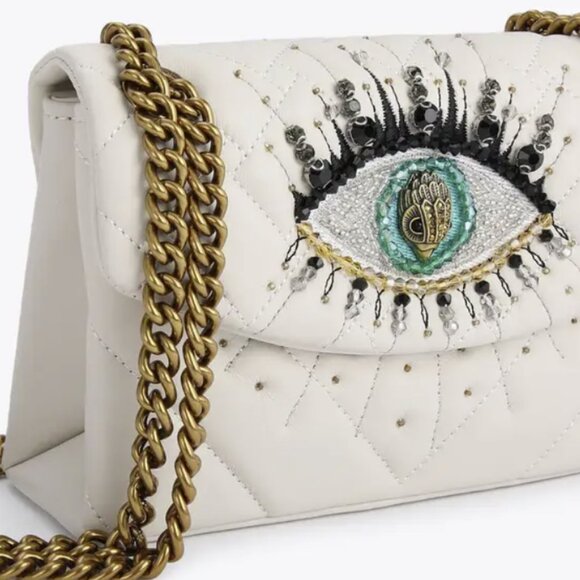 Kurt Geiger Mini Kensington Eye Quilted Leather Crossbody Bag Bone NWT $225 - Picture 4 of 10